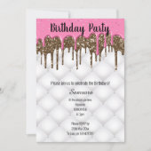 ピンクのチョコレートタフトケーキ 誕生日お祝い全般 招待状 (正面)