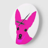 ピンクのチワワの時計 ラージ壁時計 (傾斜)