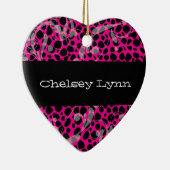 ピンクのチータのプリントのクリスマスのオーナメント セラミックオーナメント (右)