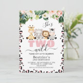 ピンクのチーター柄がとってもキュート！ワイルドすぎる2歳の誕生日 招待状 (スタンド正面)