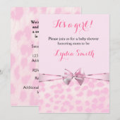 ピンクのチーター レオパード リボン 女の子のベビーシャワー 招待状 (正面/裏面)