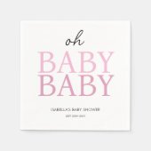 ピンクのツインベビーシャワー スタンダードカクテルナプキン (正面)