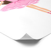 ピンクのツツの可愛い小さなバレリーナ漫画の少女 ポスター (角)