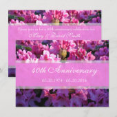 ピンクのツツジの花が咲く結婚記念日 招待状 (正面/裏面)