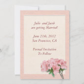 ピンクのツツジの花とフレームの結婚式のSave The Date 招待状 (裏面)
