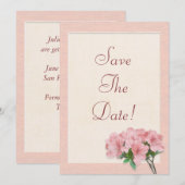 ピンクのツツジの花とフレームの結婚式のSave The Date 招待状 (正面/裏面)
