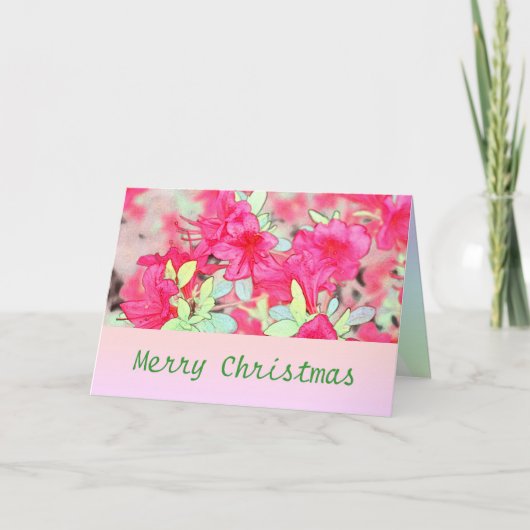ピンクのツツジの花のクリスマス シーズンカード (正面)