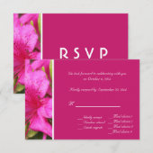 ピンクのツツジの花の結婚式の出欠確認カード 招待状 (正面/裏面)