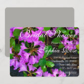 ピンクのツツジの花、素朴な裏庭の木目 招待状 (正面/裏面)