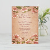 ピンクのツツジ ヴィンテージ フラワー ウェディング ホワイキー 招待状 (スタンド正面)
