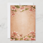 ピンクのツツジ ヴィンテージ フラワー ウェディング ホワイキー 招待状 (裏面)