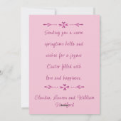 ピンクのツツツジとレースの写真のイースターカード シーズンカード (裏面)