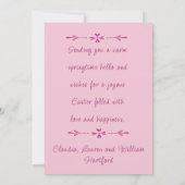 ピンクのツツツジとレースの写真のイースターカード シーズンカード (裏面)