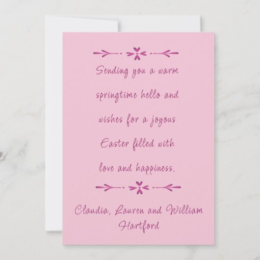 ピンクのツツツジとレースの写真のイースターカード シーズンカード (裏面)