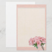 ピンクのツツツジの花と枠結婚の花 便箋 (正面/裏面)