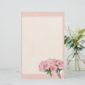 ピンクのツツツジの花と枠結婚の花 便箋 (スタンド正面)