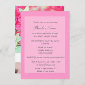 ピンクのツツツジの花のブライダルシャワーの招待。 招待状 (正面/裏面)