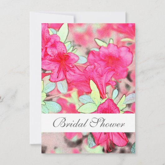 ピンクのツツツジの花のブライダルシャワーの招待。 招待状 (裏面)