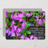 ピンクのツツツジの花、素朴な裏庭の木目 招待状 (正面/裏面)