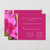 ピンクのツツツジの花RSVPカード 招待状 (正面/裏面)