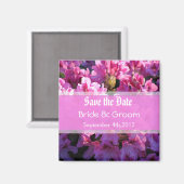 ピンクのツツツツジの開花ブッシュの結婚式は、日付を保存 マグネット (正面/裏面)