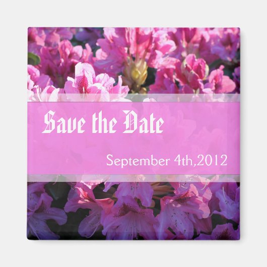 ピンクのツツツツジの開花ブッシュの結婚式は、日付を保存 マグネット (正面)
