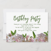 ピンクのツツツツジ花の誕生日パーティー 招待状 (正面)