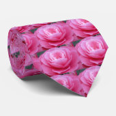 ピンクのツバキの花のタイ ネクタイ (ロール)