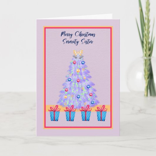 ピンクのツリーの姉妹会クリスマスカード カード (正面)