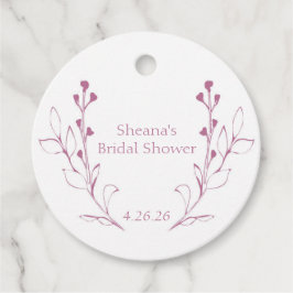 ピンクのツルと花のギフトタグ フェイバータグ