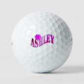 ピンクのツートンAshley名 ゴルフボール (正面)