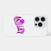 ピンクのツートンAshley名 iPhoneケース (裏面横)