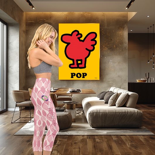 ピンクのティアドロップパターン(名前をカスタムするとロゴ) カプリレギンス