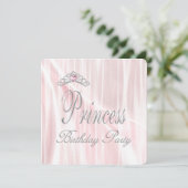ピンクのティアラ 少女 プリンセス 誕生日パーティー 招待状 (スタンド正面)