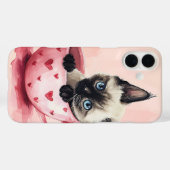 ピンクのティーカップに座ってかわいい水色の子猫 Case-Mate iPhoneケース (裏面 (横))
