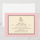 ピンクのティーカップ ベビーシャワーの招待状 招待状 (正面/裏面)