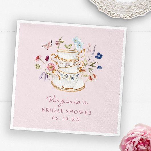 ピンクのティーパーティーのペーパープレート スタンダードカクテルナプキン