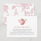 ピンクのティーパーティー ベビーシャワー 赤ちゃんのための絵本 カード (正面/裏面)