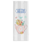 ピンクのティーポットと花と蝶応援 ワインギフトバッグ (裏面)