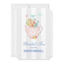 ピンクのティーポットと花&蝶ブライダル茶