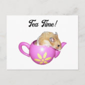 ピンクのティーポットのかわいいハムスターデイジー写真 ポストカード (正面)