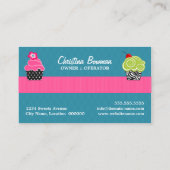 ピンクのティール(緑がかった色)のカップケーキのベーカリー 名刺 (裏面)
