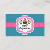 ピンクのティール(緑がかった色)のカップケーキのベーカリー 名刺 (正面)