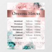 ピンクのティール(緑がかった色)の水の色の開口時間ウィンドウの固定 ウィンドウサイン (シート)