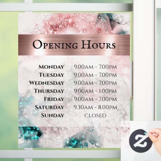 ピンクのティール（緑がかった色）の水の色の開口時間ウィンドウの固定 ウィンドウサイン (ホーム)