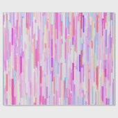 ピンクのティール（緑がかった色）の水彩画の抽象芸術のストライプなパターン ラッピングペーパー (フラット)