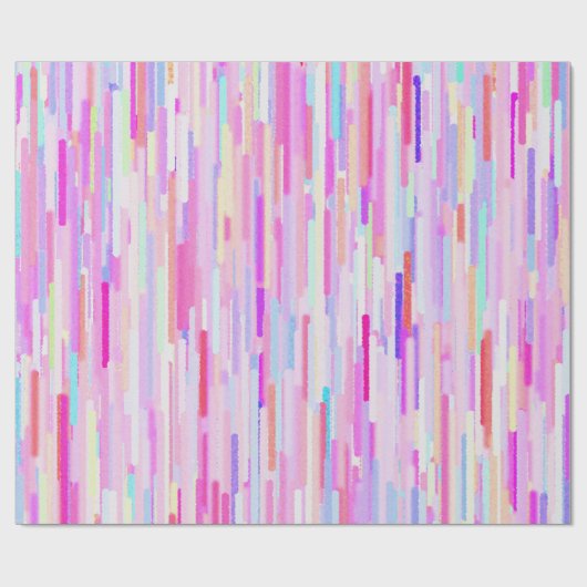 ピンクのティール（緑がかった色）の水彩画の抽象芸術のストライプなパターン ラッピングペーパー (フラット)
