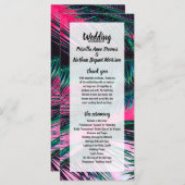 ピンクのティール(緑がかった色)の熱帯夏のヤシの木の葉状体 プログラム (正面/裏面)