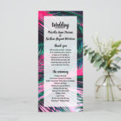 ピンクのティール(緑がかった色)の熱帯夏のヤシの木の葉状体 プログラム (スタンド正面)