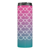 ピンクのティール（緑がかった色）グラデーションマーメイドフィッシュスケール タンブラー (裏面)